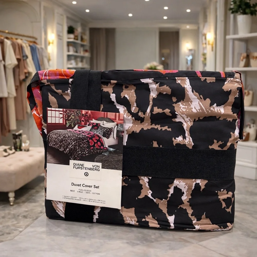 Diane von Furstenberg Full Queen Duvet Cover Set 2 Shams Cotton Animal Print - Picture 2 of 2